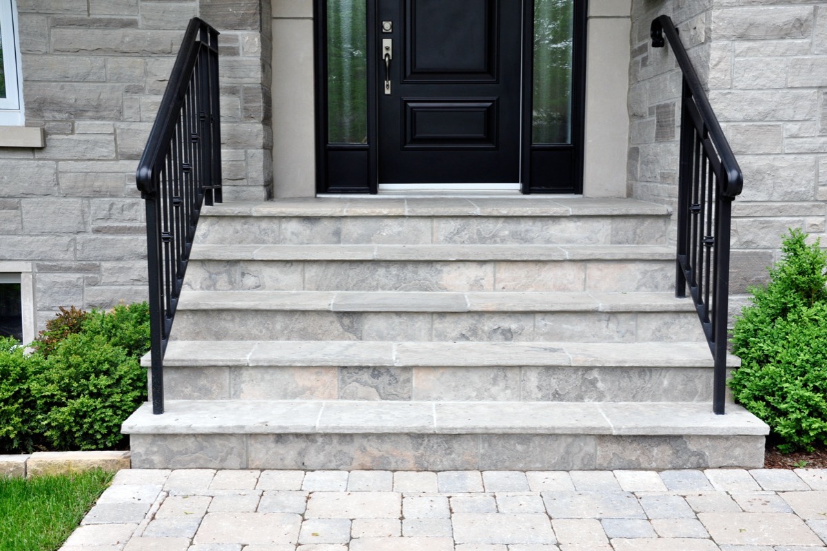 Rebuilt brick front steps and cheek walls on a Baltimore home